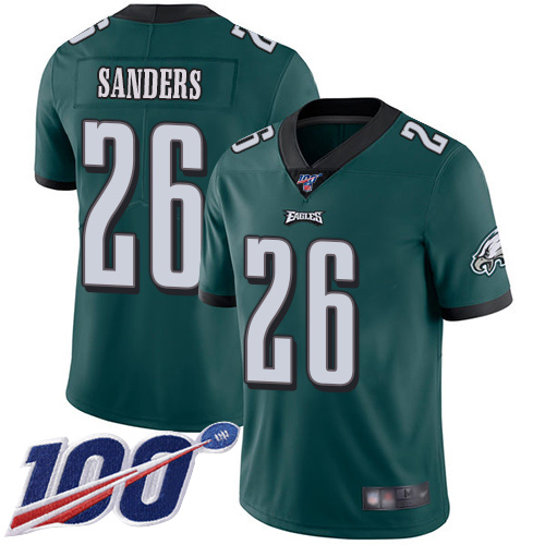 Men Philadelphia Eagles #26 Miles Sanders Midnight Green Team Color Vapor Untouchable NFL Jersey Limited 100th